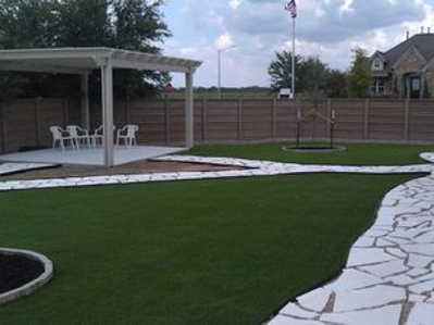 Fake Grass Volente Texas Landscape Back Yard